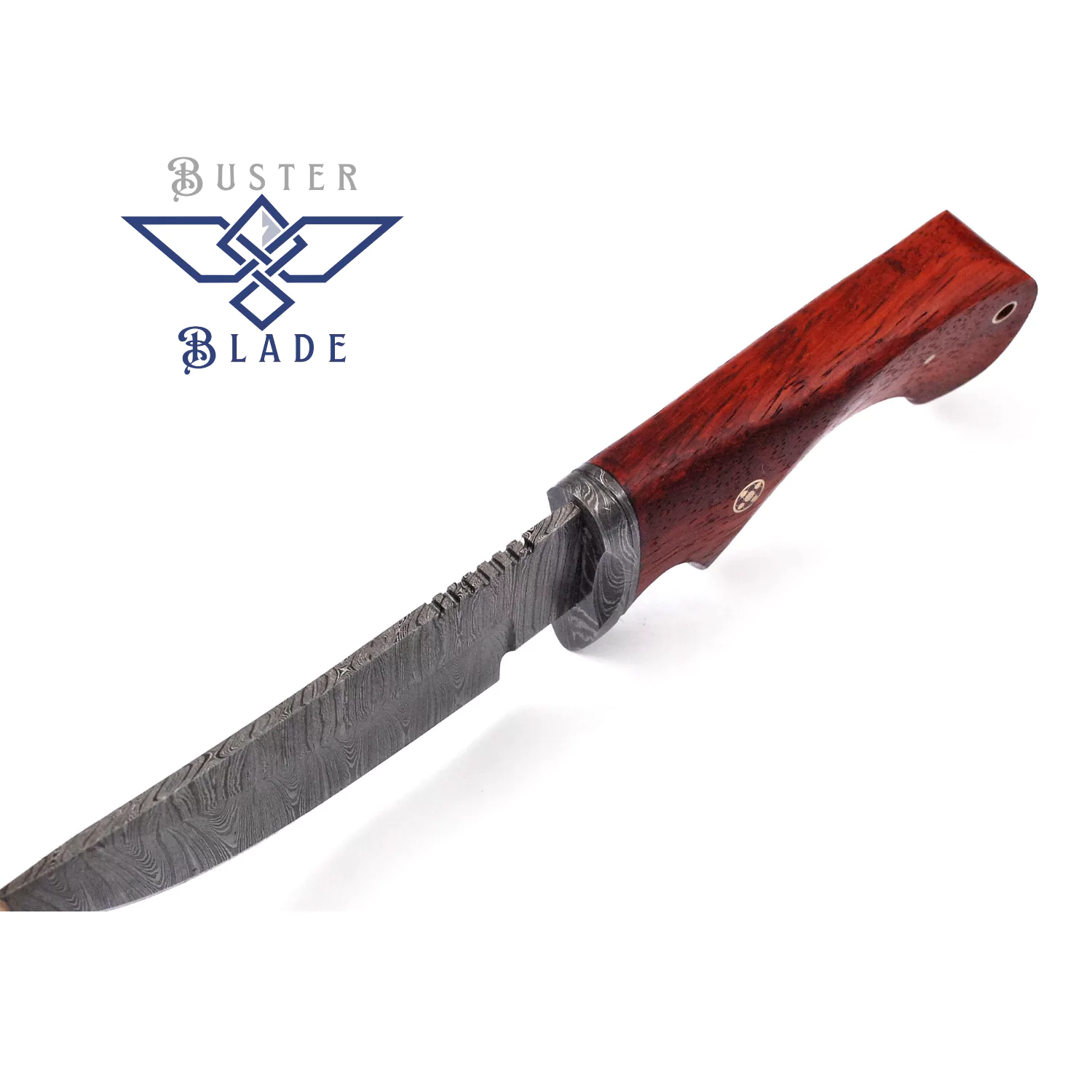 Custom Damascus Bowie Knife with Sheath 222 - Image 2