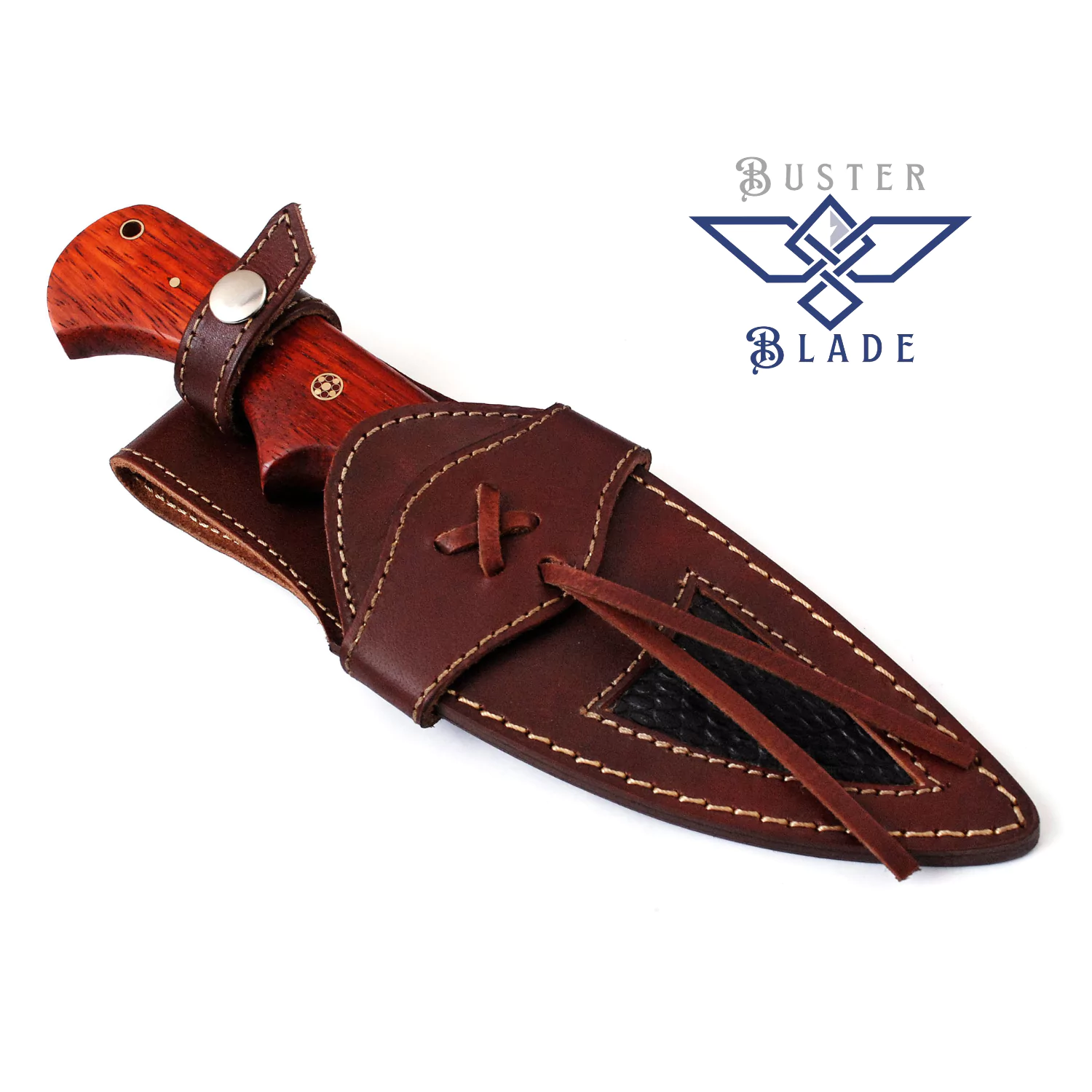 Custom Damascus Bowie Knife with Sheath 222 - Image 4