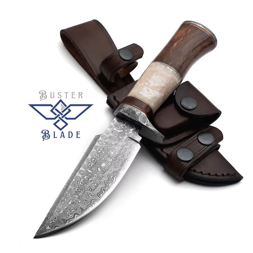 Custom Damascus Hunting Bowie Knife Bone 235