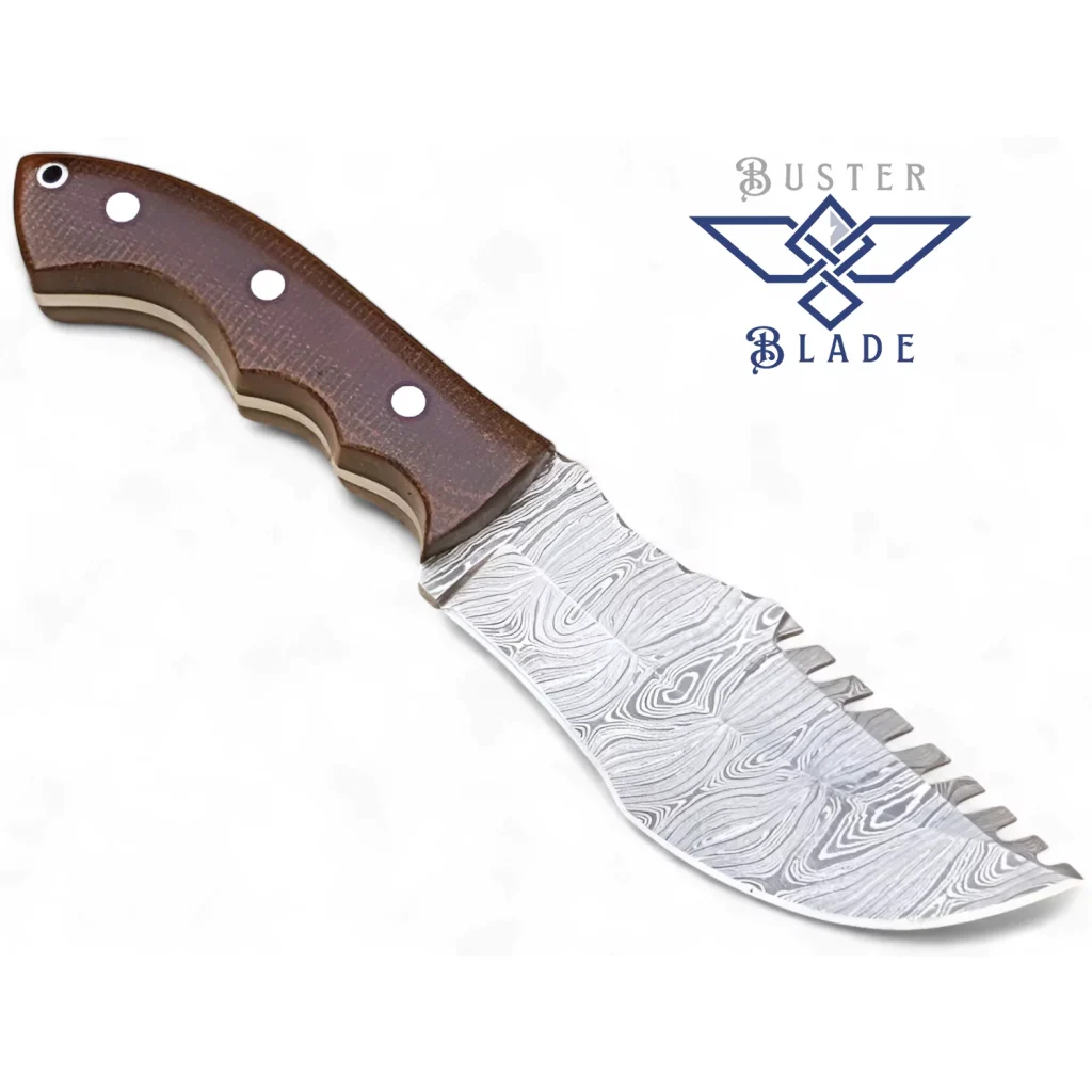 Custom Damascus Tracker with Brown Micarta 247