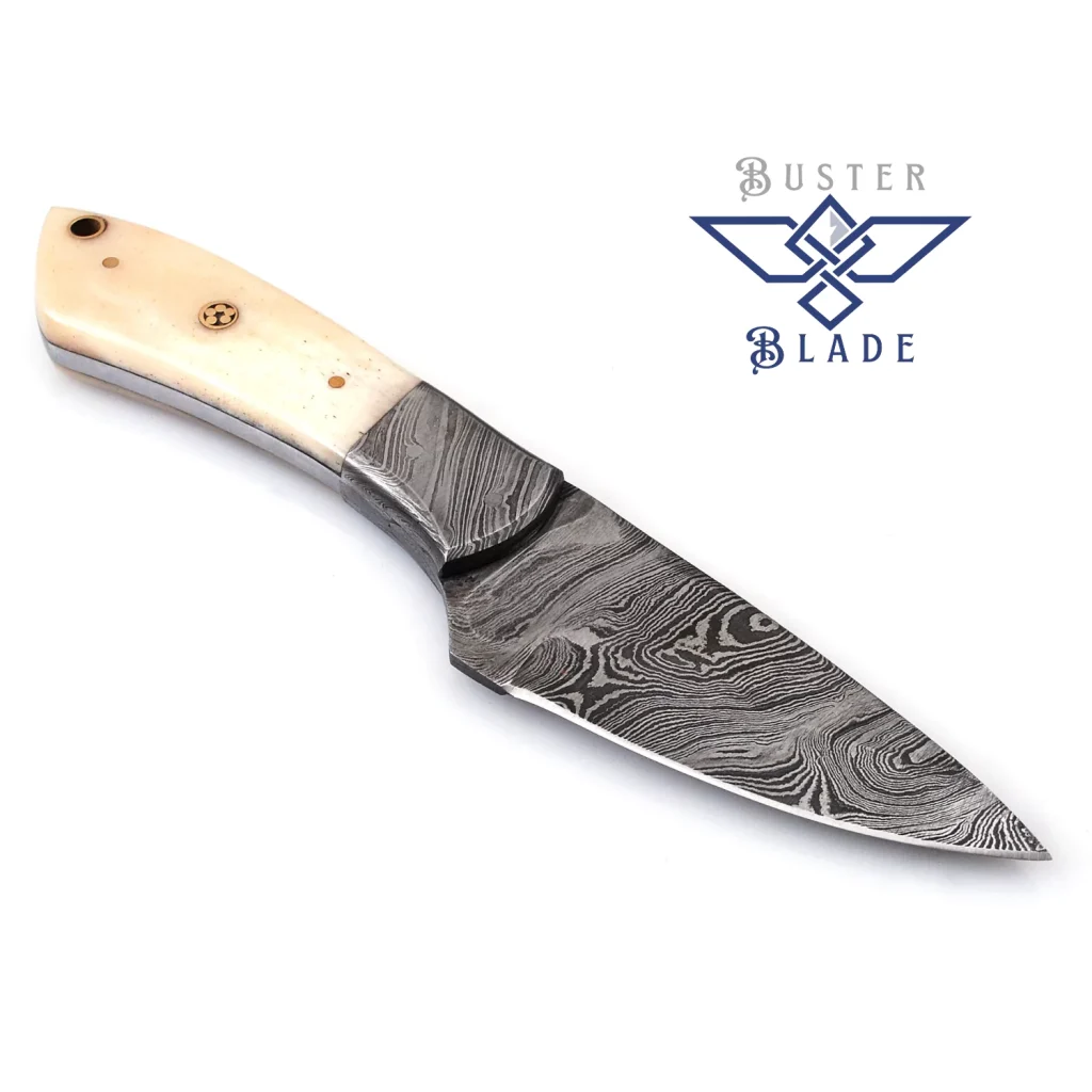 Damascus Hunting Knife with Bone Handle Sheath 204