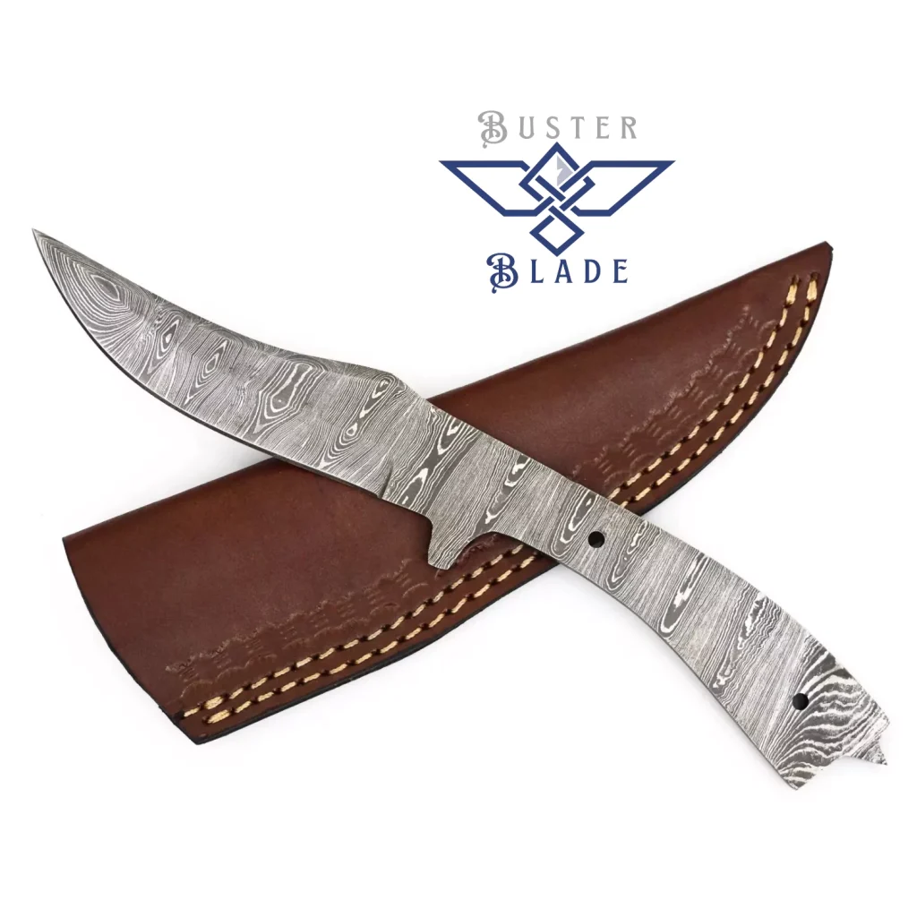 9” Damascus Blank Blade Knife with Sheath 840