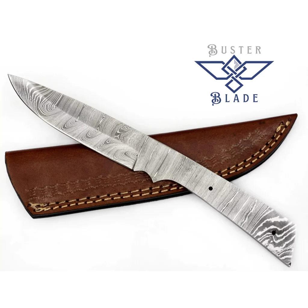 Damascus Steel 8” Knife Blank with Sheath 835