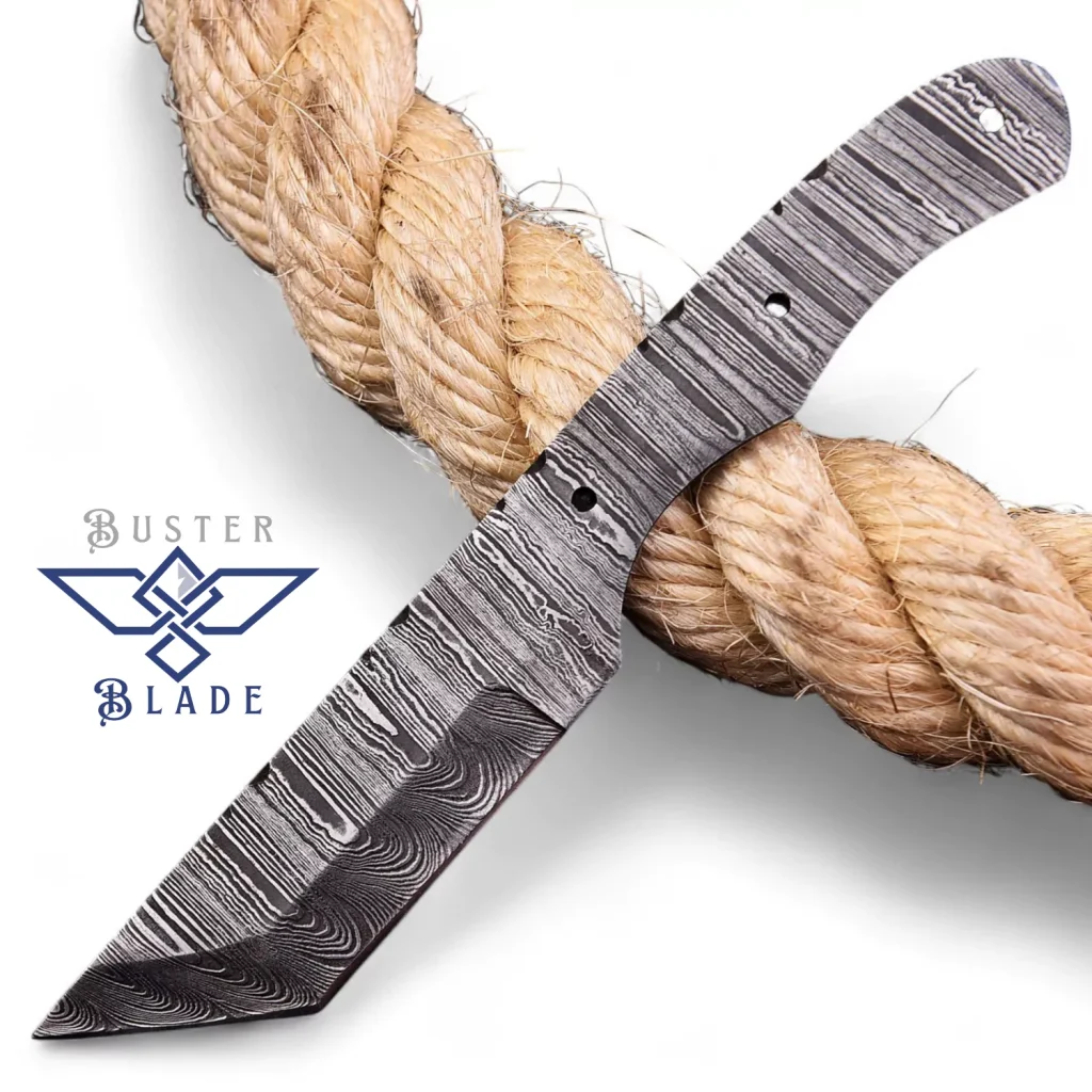 Damascus Steel 8” Knife Tanto Blade Blank 836