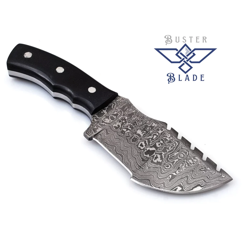 Hand-forged Damascus Tracker with Black Micarta 238Blk