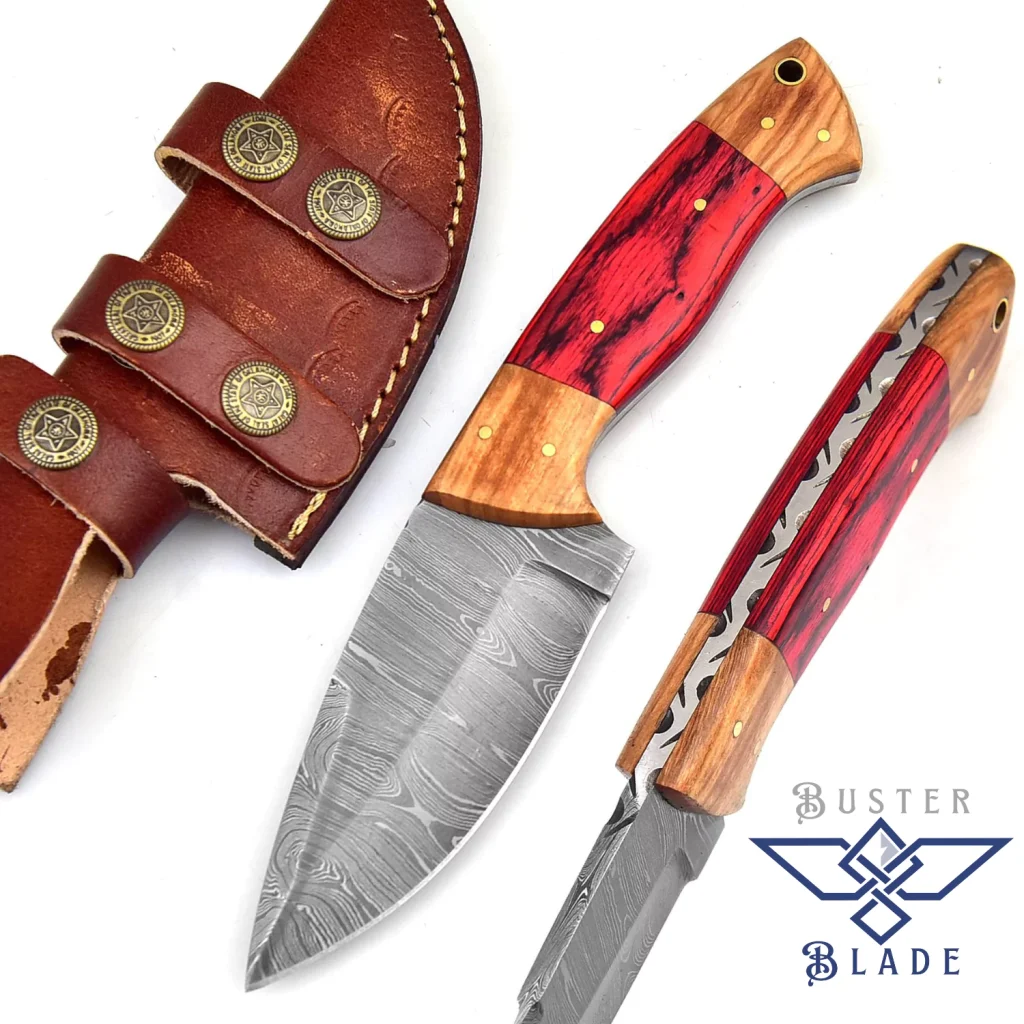 Real Damascus Hunting Knife with Sheath 228