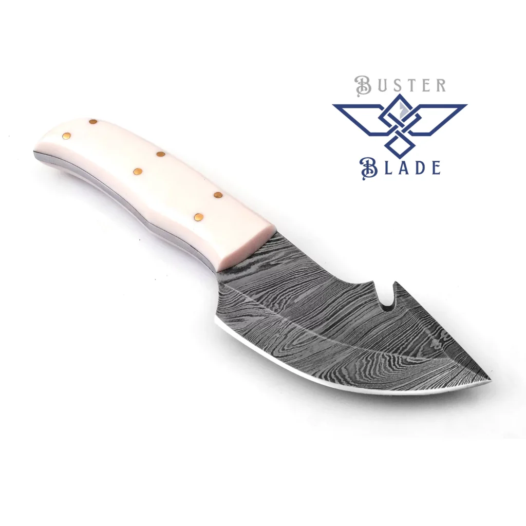 Damascus Gut Hook Small Skinner Knife with Sheath 264RW
