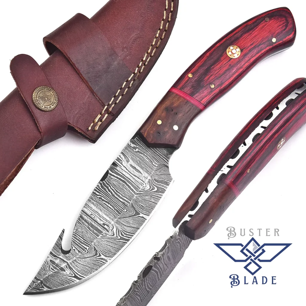 Damascus Blade Skinning Knife with Gut Hook 246