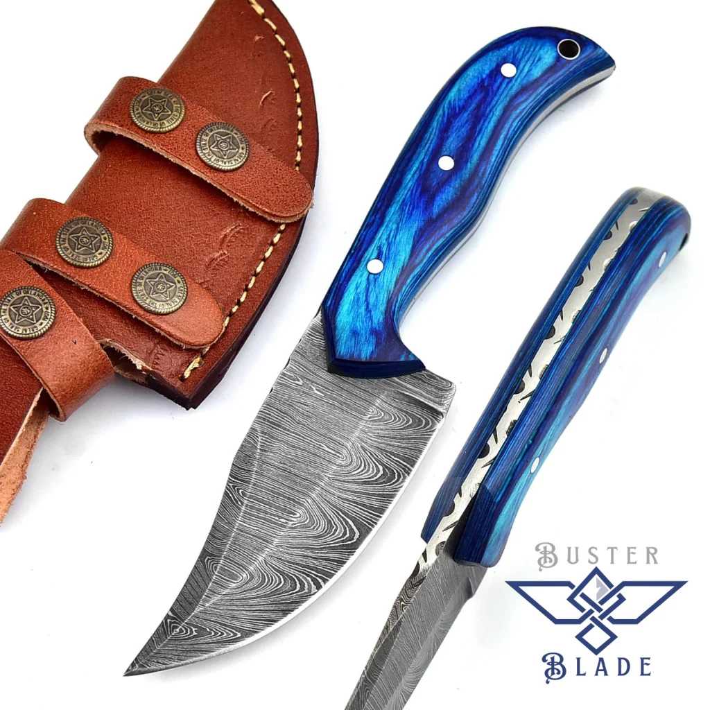 Handmade Damascus Skinning Knife with Sheath 224
