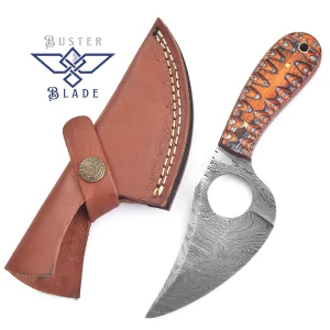 Red Pakka Custom Damascus Knife for Skinning 252