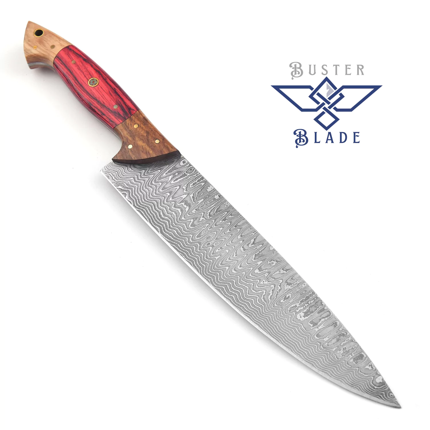 Handmade Stainless Steel Damascus Chef Knife Red Wood 3012