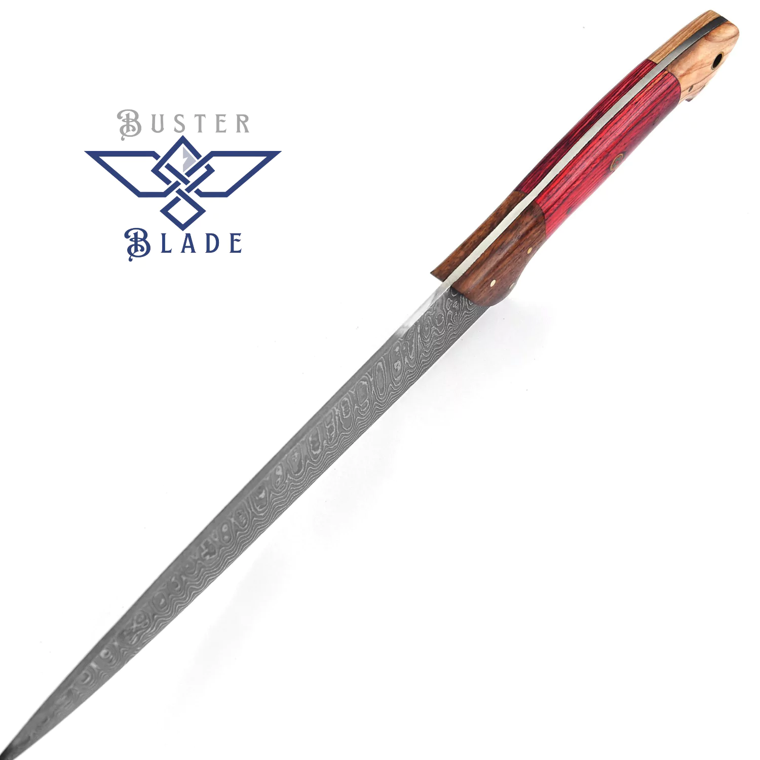 Handmade Stainless Steel Damascus Chef Knife Red Wood 3013