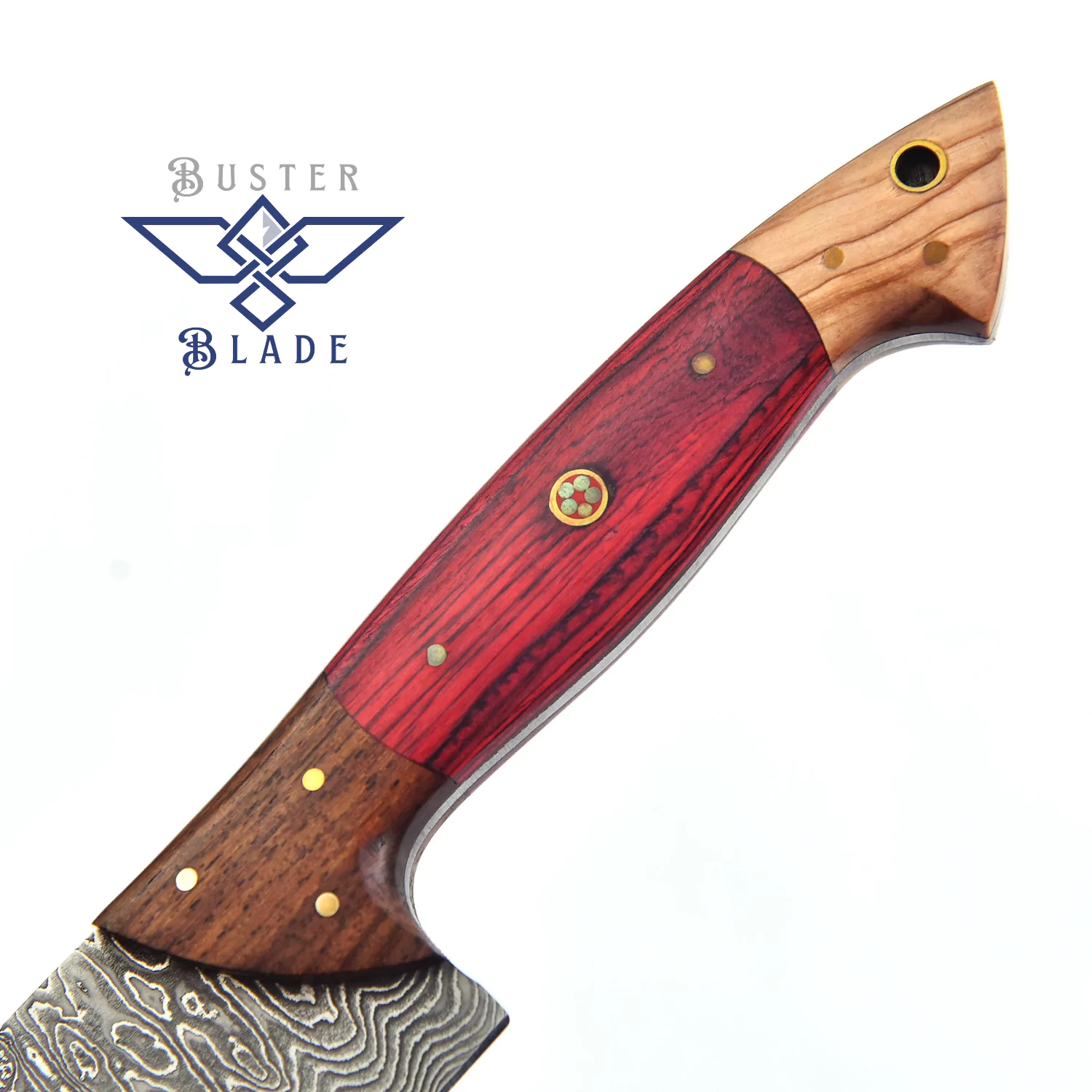 Handmade Stainless Steel Damascus Chef Knife Red Wood 3014