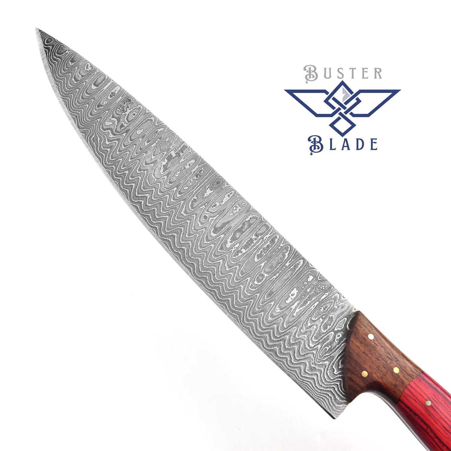 Handmade Stainless Steel Damascus Chef Knife Red Wood 3015