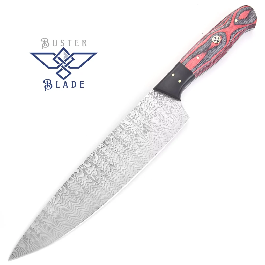 Stainless Steel Damascus Kitchen Knife Chef Red Black 3032